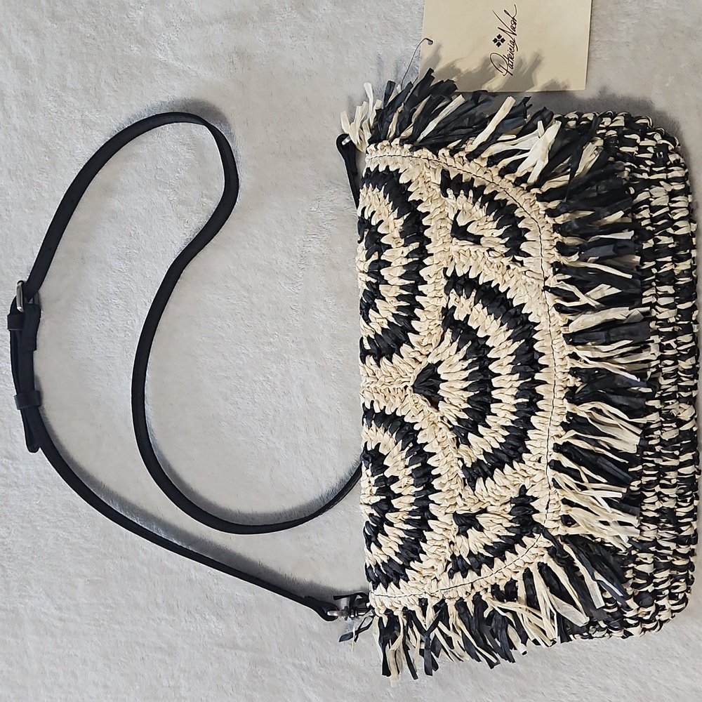 Patricia Nash Loulia Clutch/Crossbody Bag: Woven Straw: Color-Natural &‎ Black